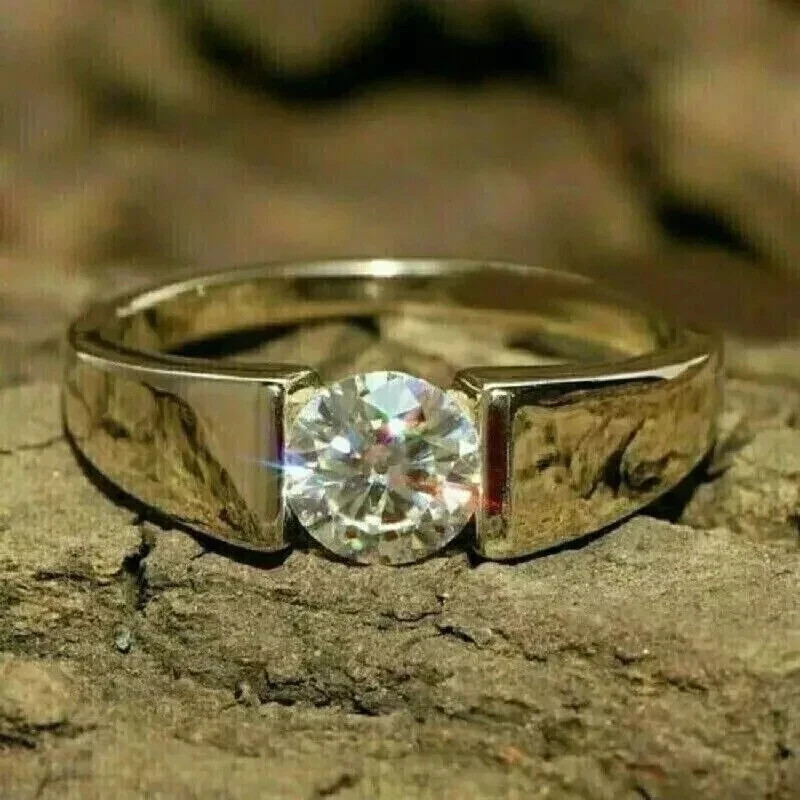 1Ct Round Cut lab Created Diamond Solitaire Wedding Ring 14k Yellow Gold Plated