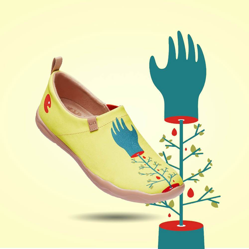 Women Size 5-10.5 UIN Slip On Shoes Canvas Comfortable Loafers "Hands of nature"