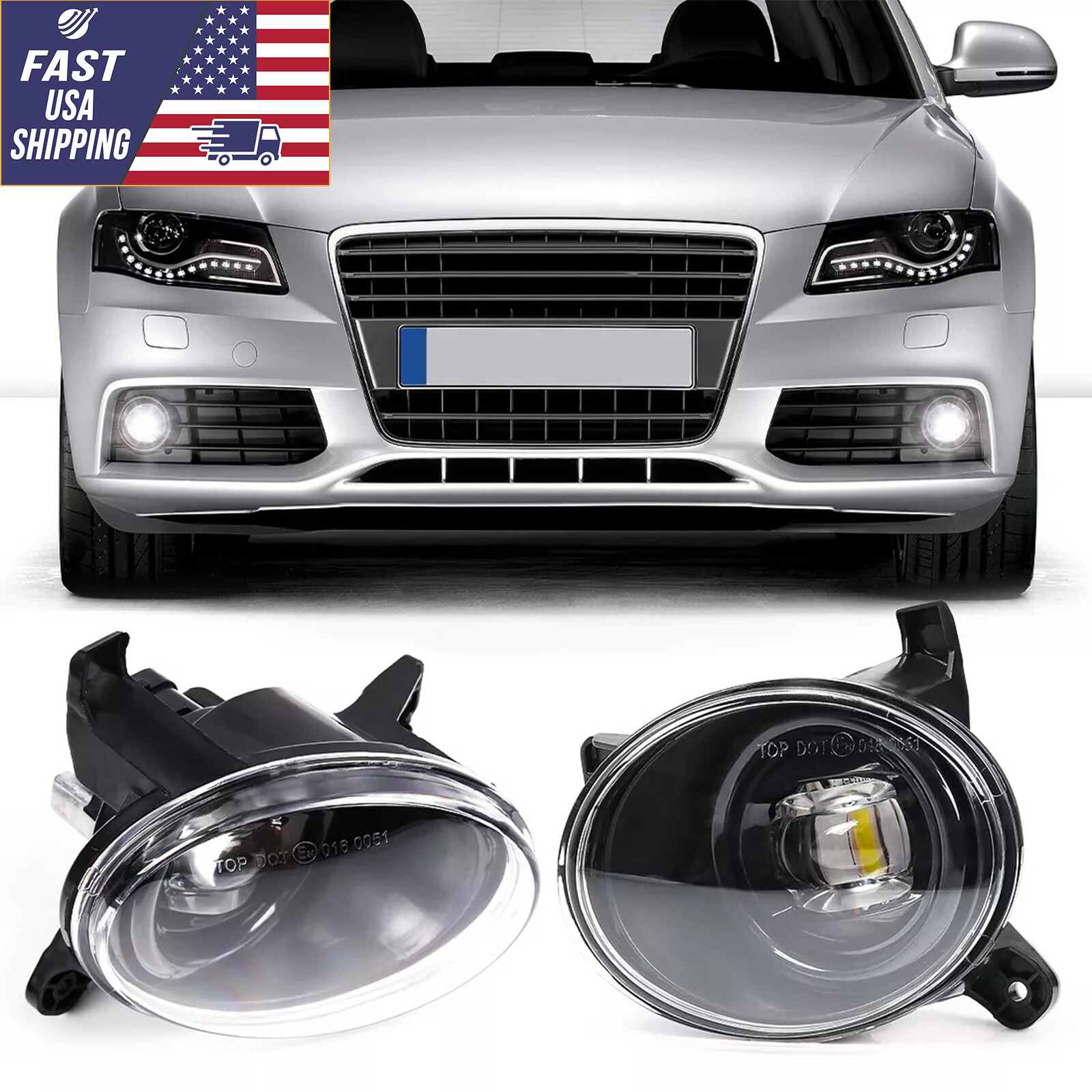 For 2009-2017 Audi Q5 2008-2012 A4 LED White Front Fog Lights Pair
