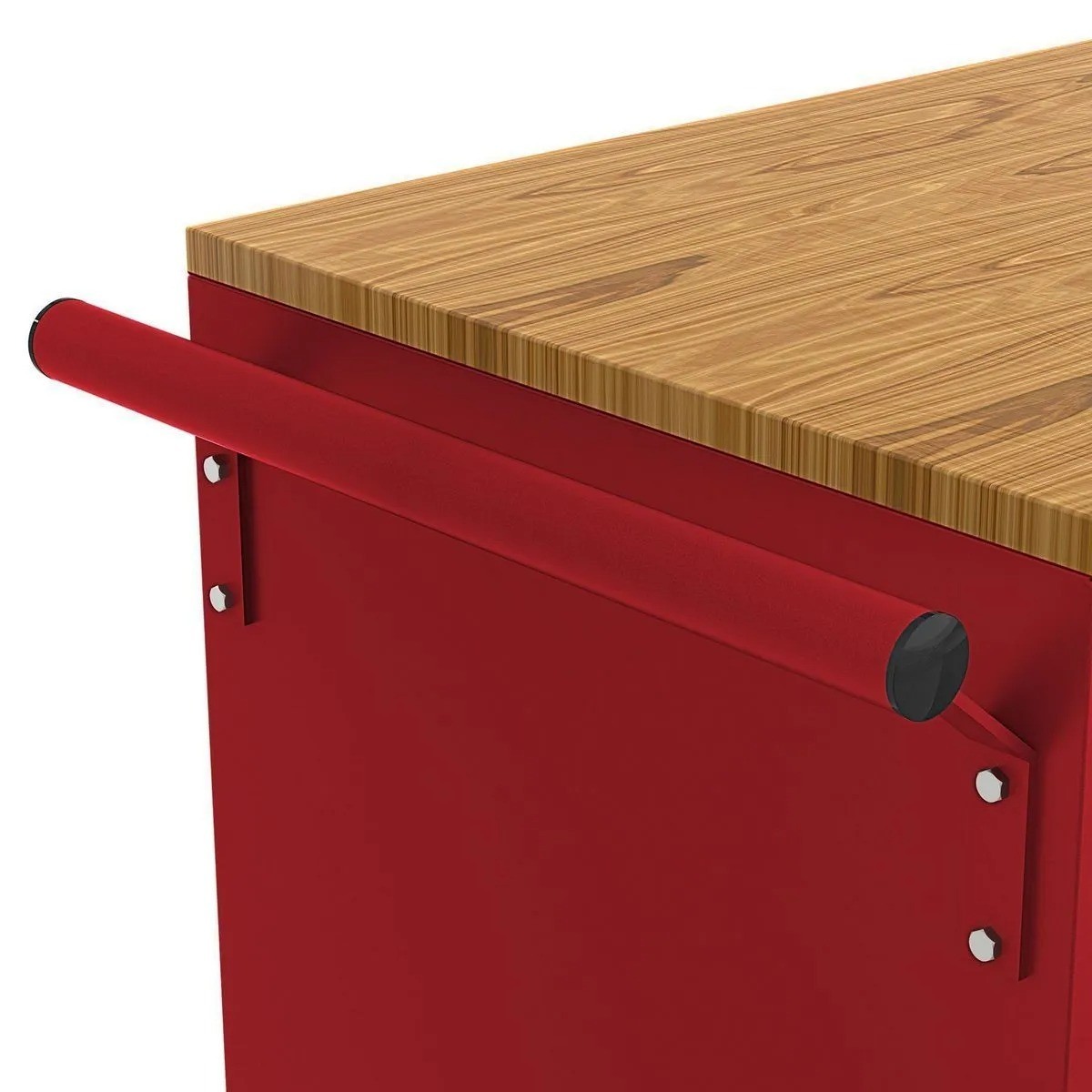 46" Mobile Workbench Rolling Tool Chest Storage Cabinet with Solid Wood Top, Red