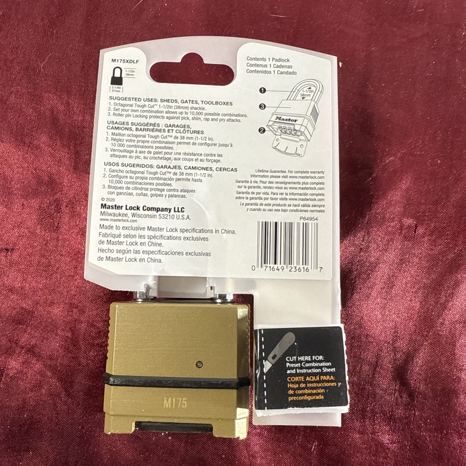 Master Lock 1-1/2" Combination Padlock M175XDLF