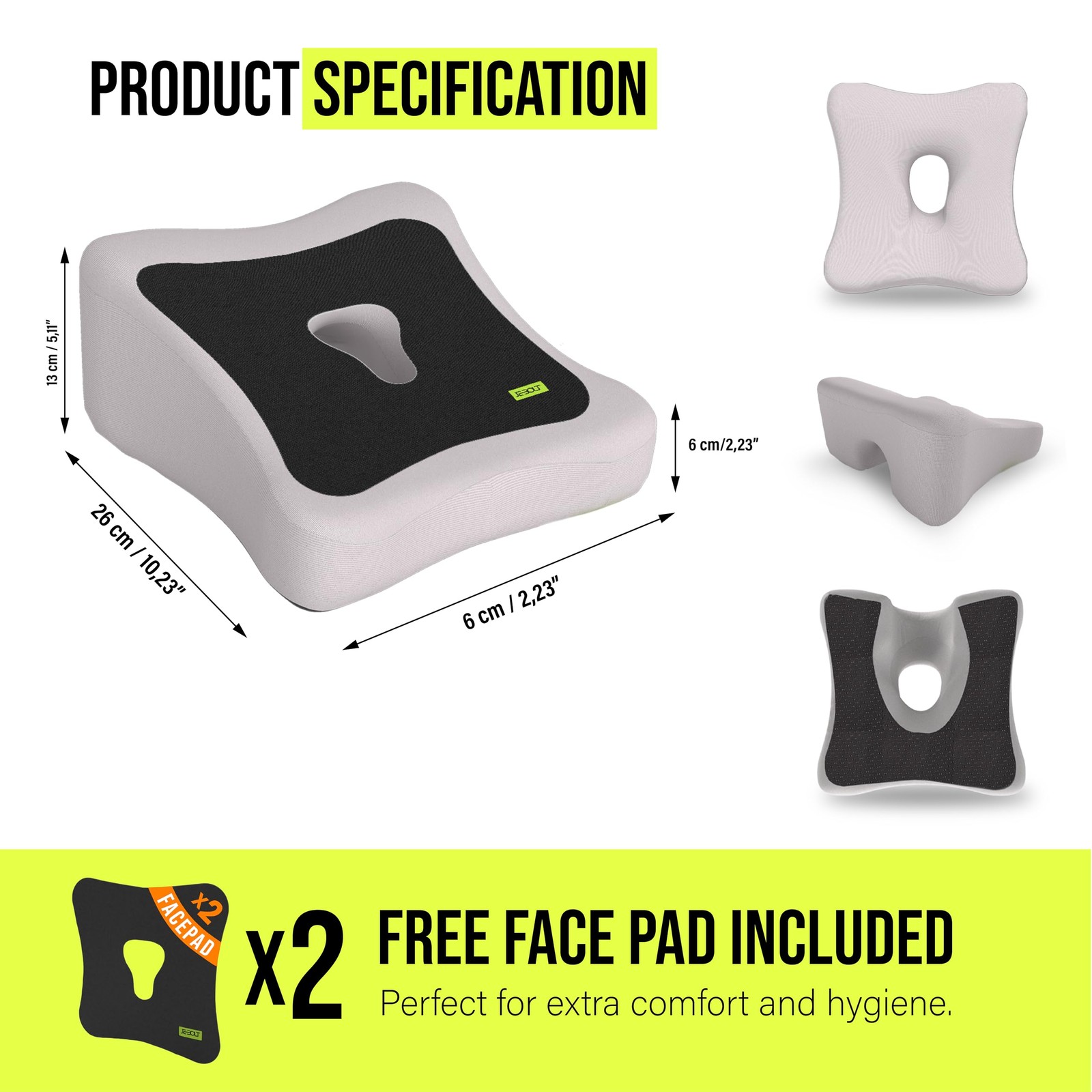 JEBOLT Face Down Pillow for Massage Table, headrest for Bed with 2 Cover and ...