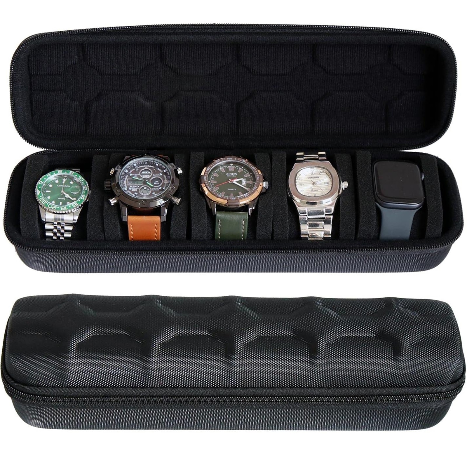 Timepiece Organizer Box with 5 Compartments Soft Interior Travel Storage Case