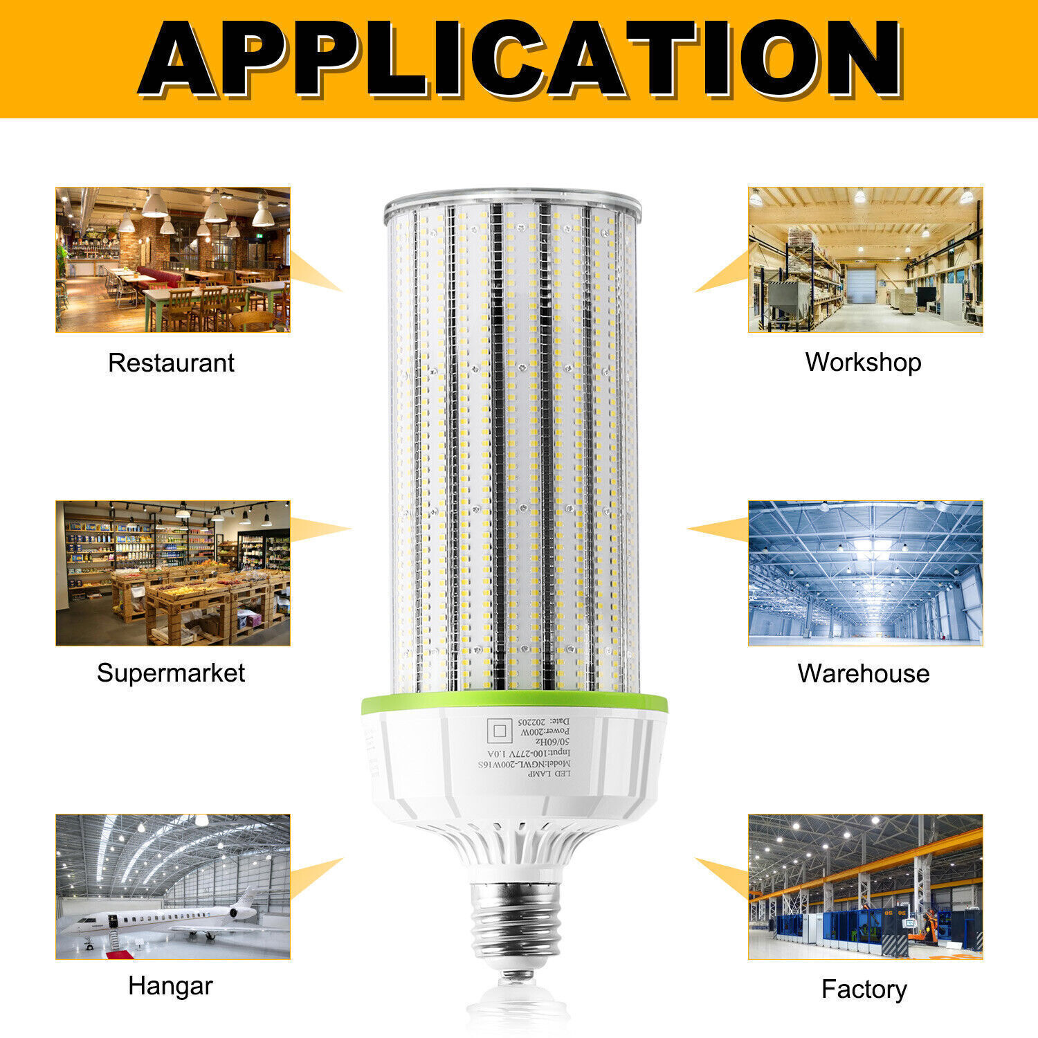 6Pcs 200W LED Corn Light Bulb E39 Mogul Base Replace 1000W MH HPS Warehouse Lamp