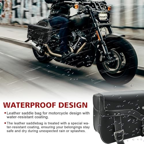 Motorcycle Saddlebags - Universal Leather Rear Saddle Bag | 30L Large