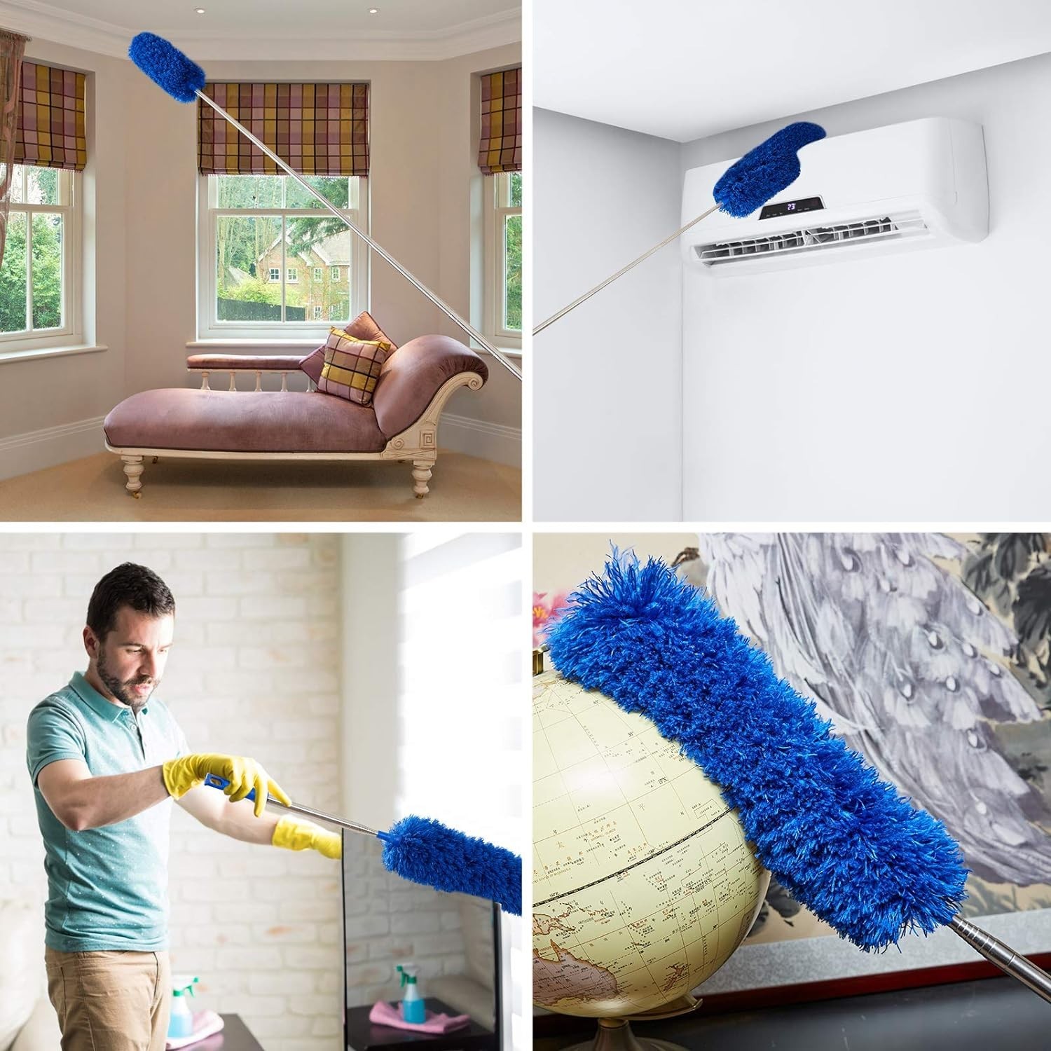 Cobweb Duster with Extension Pole, Washable Cleaning Duster Kit with 2 Duster...