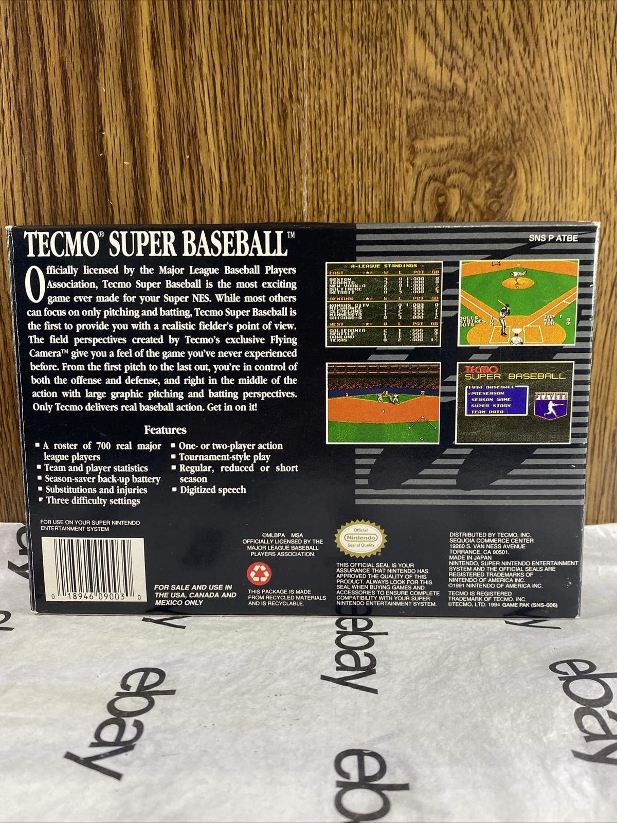SNES Super Nintendo Tecmo Super Baseball Instructions and Box Only