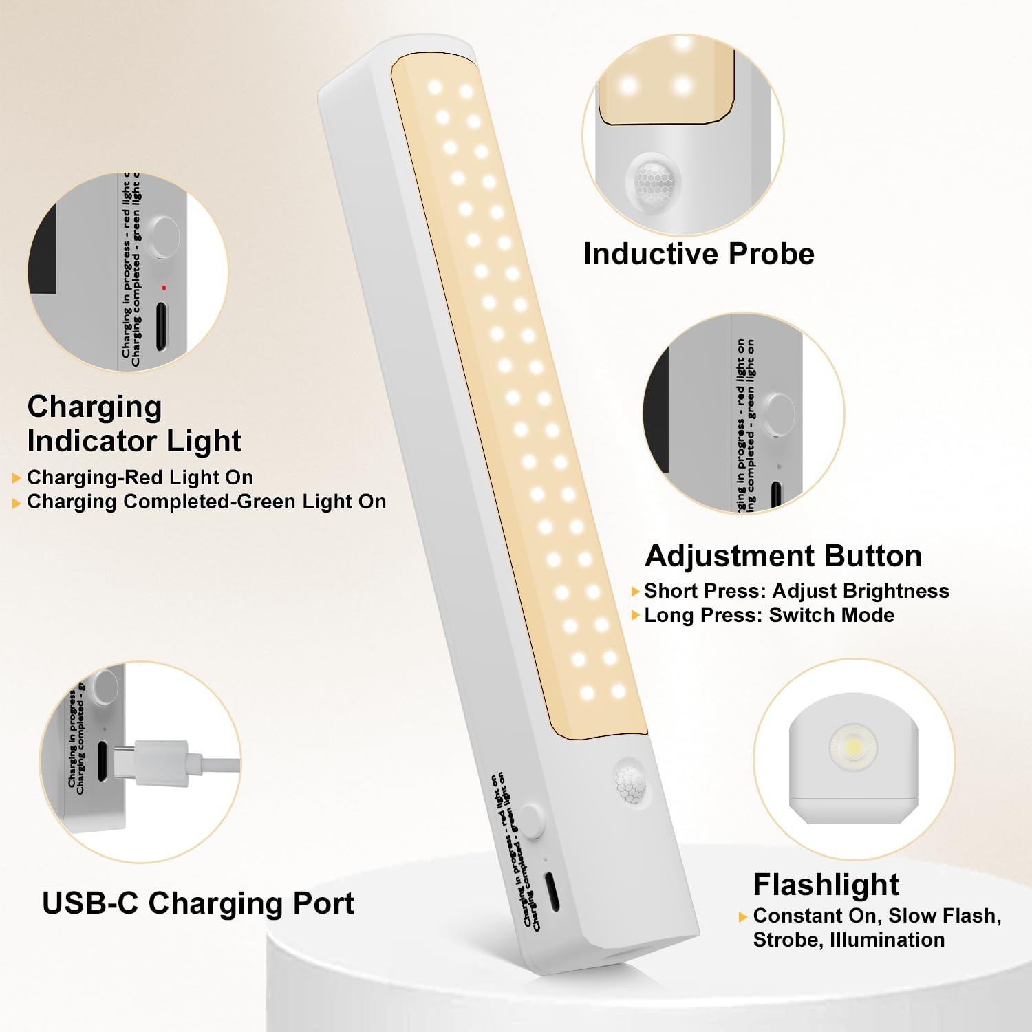 Under Cabinet Lighting Wireless Rechargeable Motion Light, 2 Pack Warm Light,...