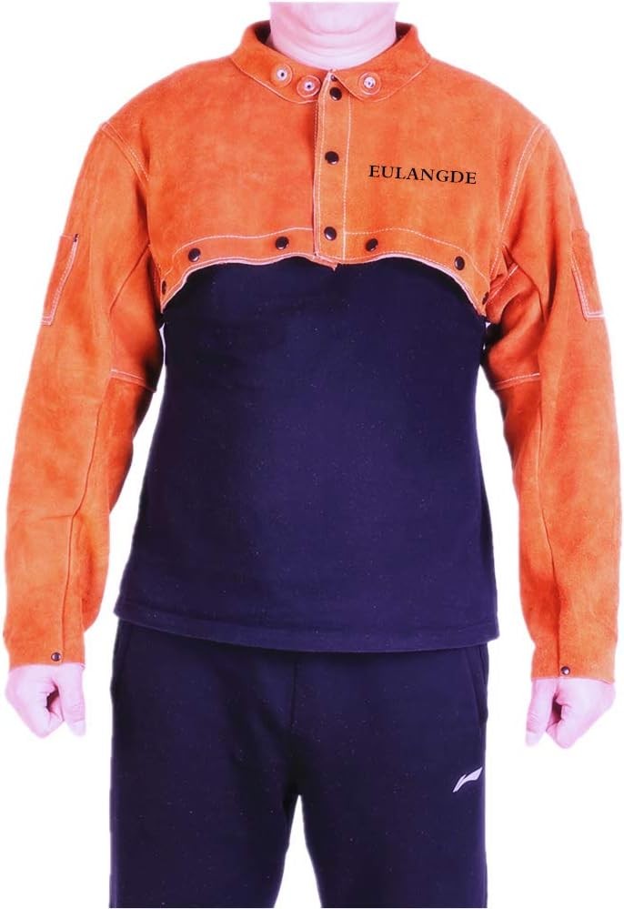 Premium Heat Resistant Leather Welding Cape Sleeve,Adjustable Cuffs, Adjustable