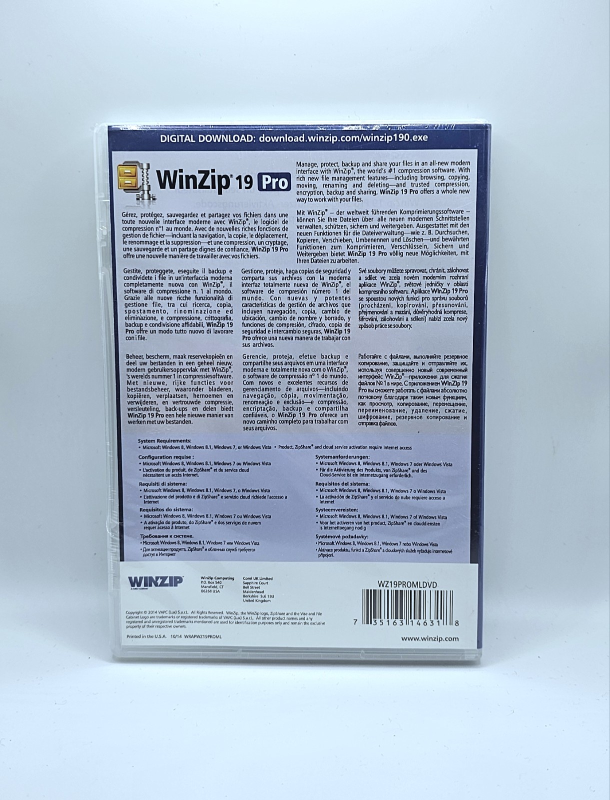 Corel Winzip 19 Pro Software - Digital Download - Multilingual - 2014