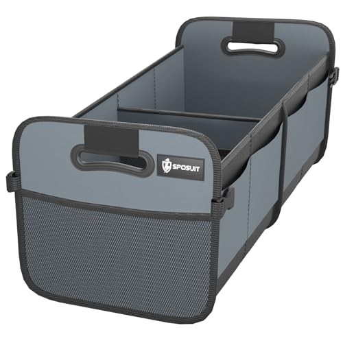 70L Collapsible Car Trunk Organizer - 11 Large Grey Trunk Storage