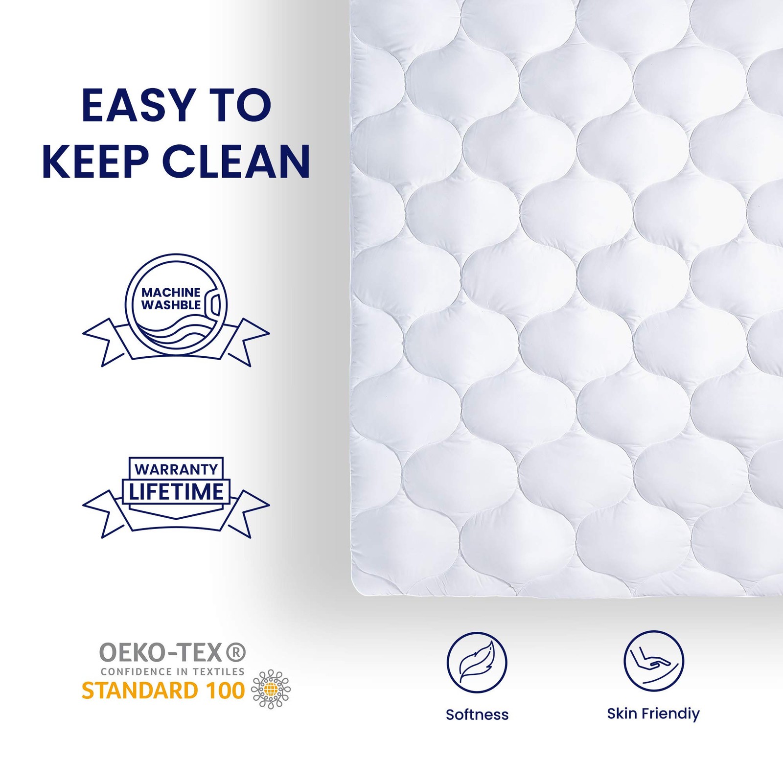 SLEEP ZONE Quilted Fitted King Size Mattress Pad King, Classic