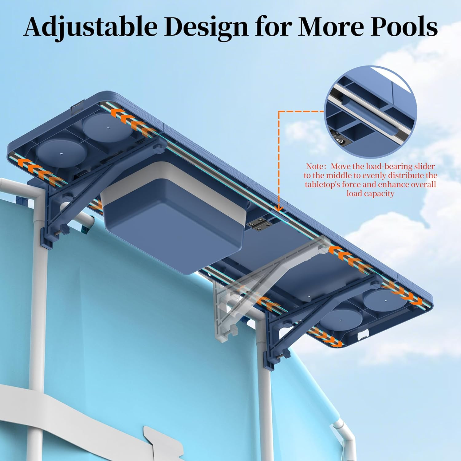 Poolside Bar with Ice Bucket, Poolside Bar Table with Adjustable Support Bracket