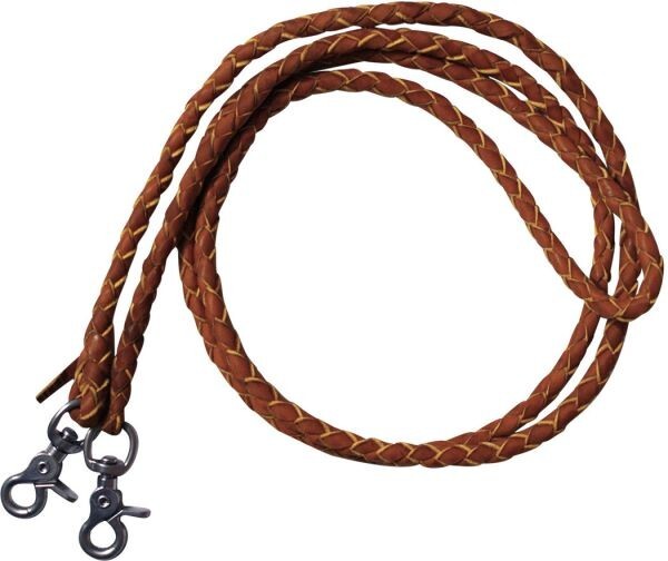 Western Saddle Horse 7' Braided Leather Contest or Barrel Racing Reins 3 Colors