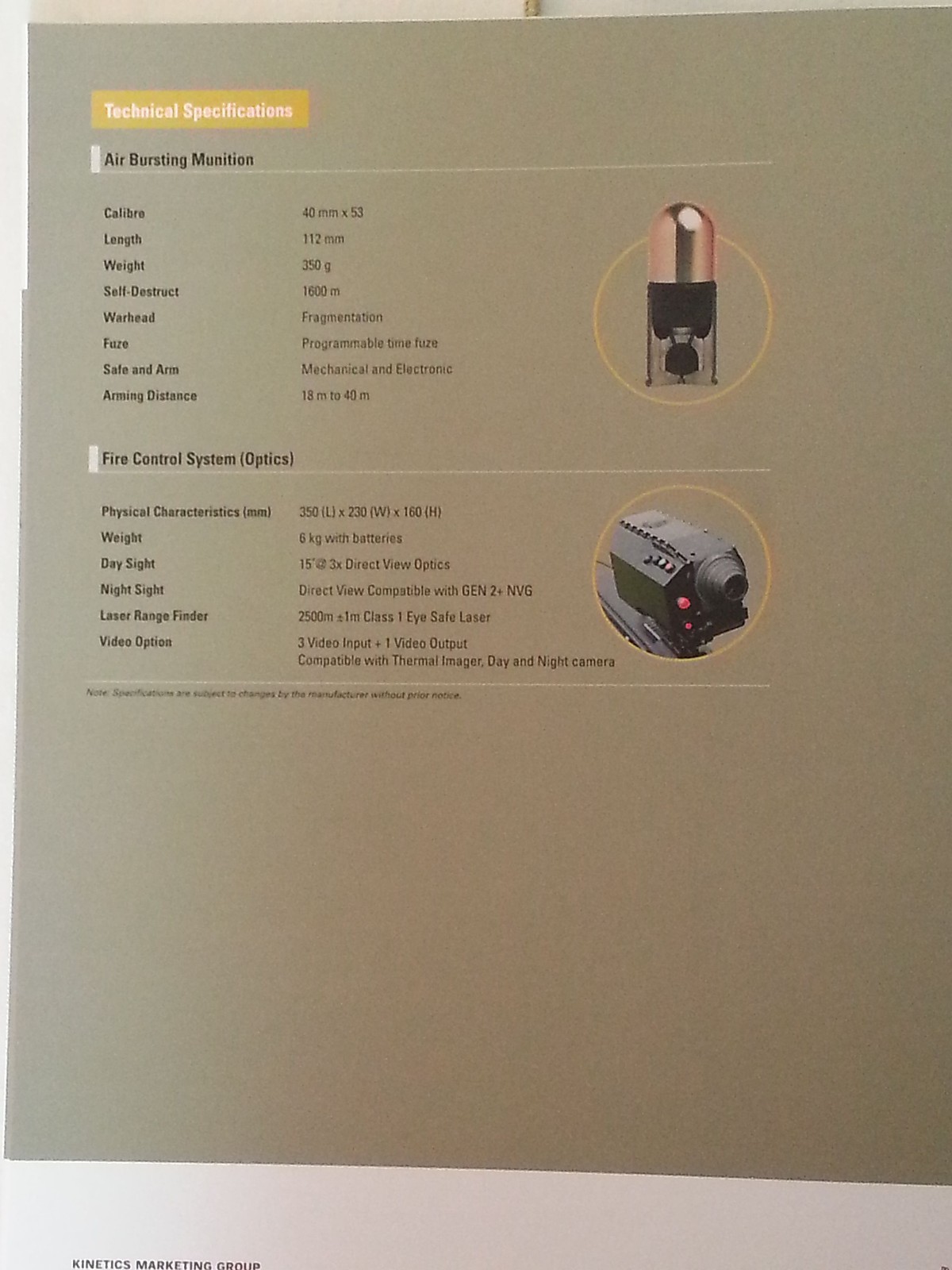 ST Kinetics 40mm Air Bursting Munition System ABMS Data Sheet