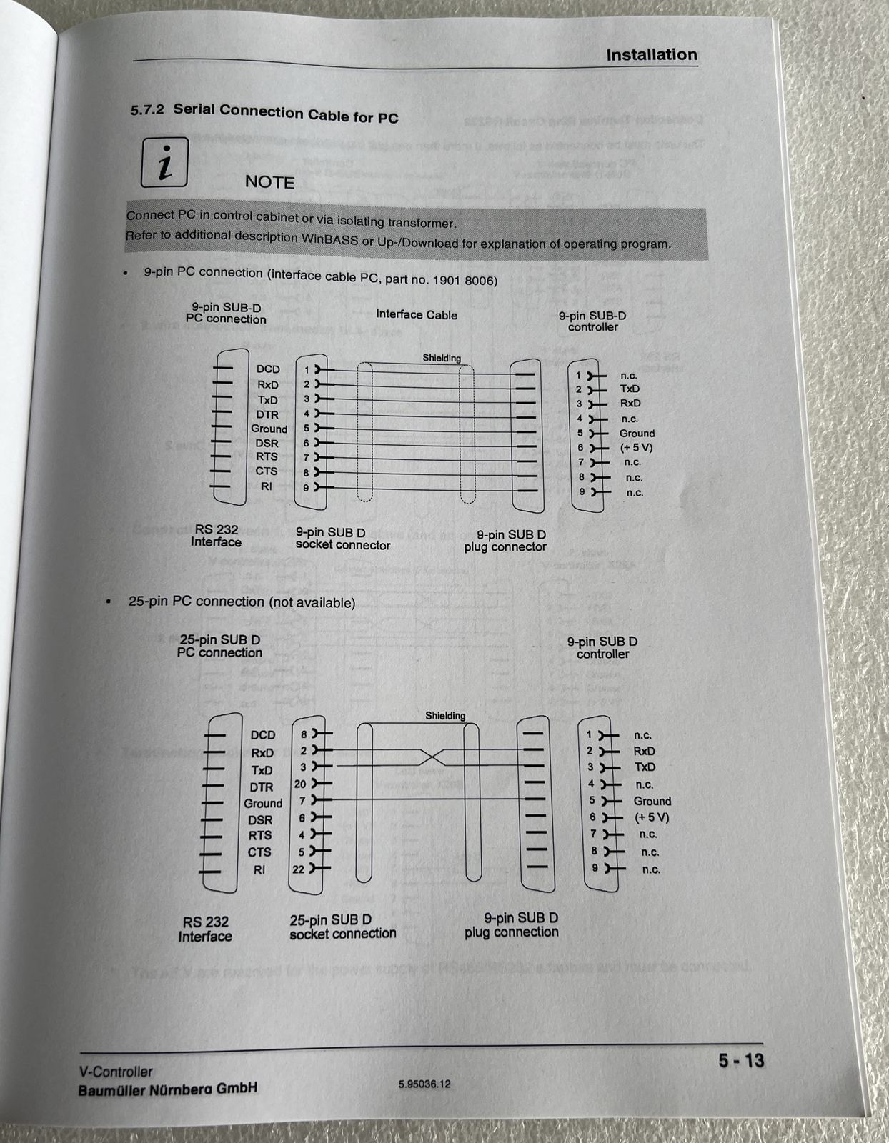 BAUMUELLER V-CONTROLLER TECHNICAL DESCRIPTION AND OPRATION MANUAL