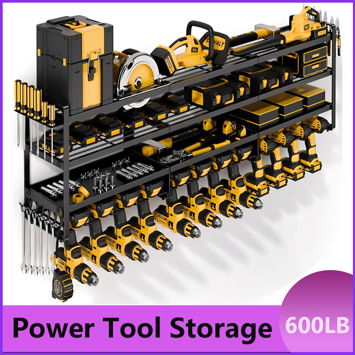 Power Tool Organizer Wall Mounted Power Tool Rack for Cordless Drill Storage