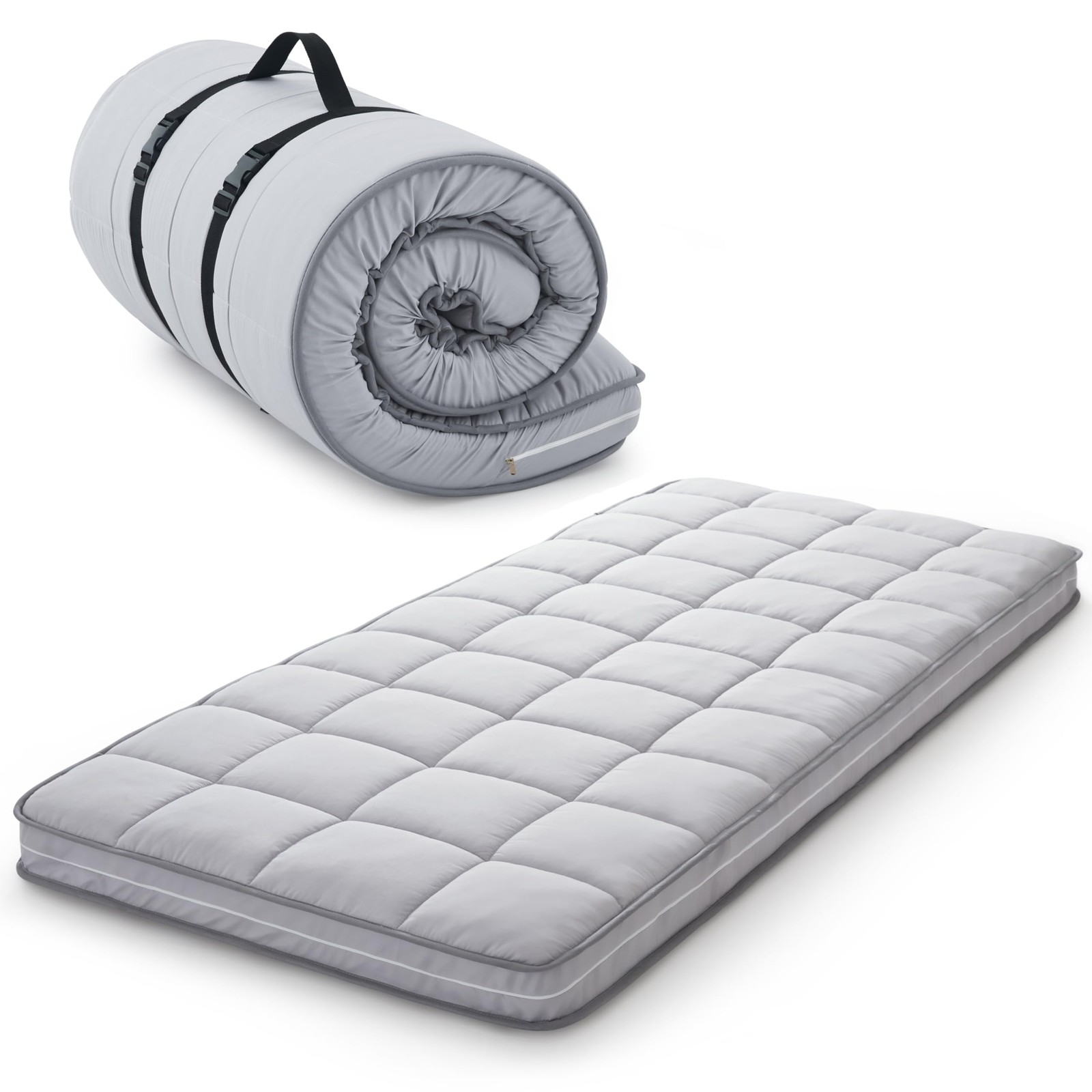 Cot Mattress Topper 4Inch Twin 75x38 Gel Memory Foam Gray Jamdok Portable Pillow