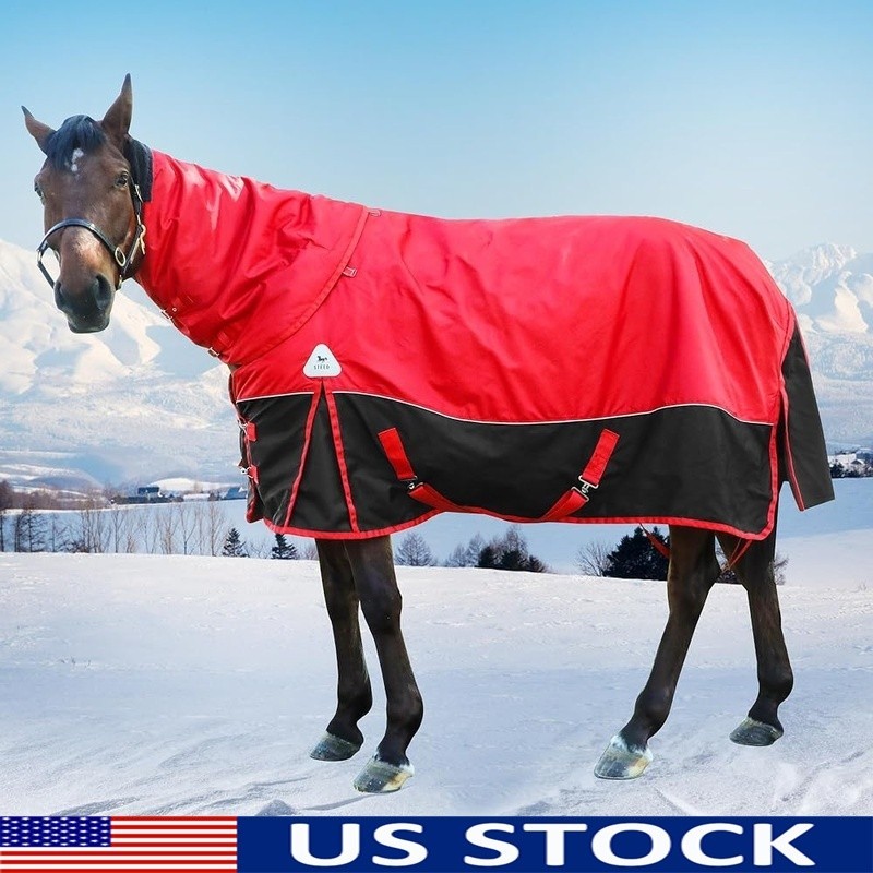 Waterproof Breathable Horse Turnout Blanket Adjustable Straps Tail Cover 1680D