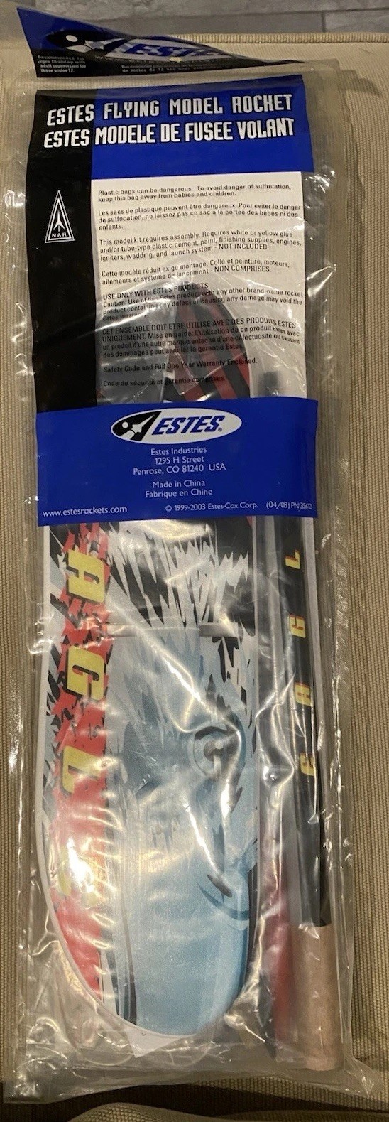 Estes Eagle Space Rocket Model Unassembled Kit Skill Level 2 2004 MPN 2186 New