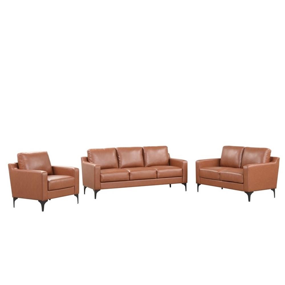 Serta Finley Stationary Loveseat in Brown Faux Leather Upholstery