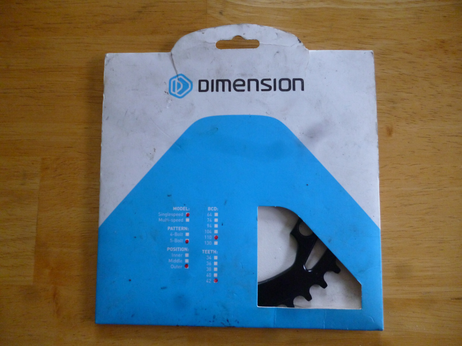 Dimension CR1932 DMN 42t 110mm Black outer chainring 5-bolt