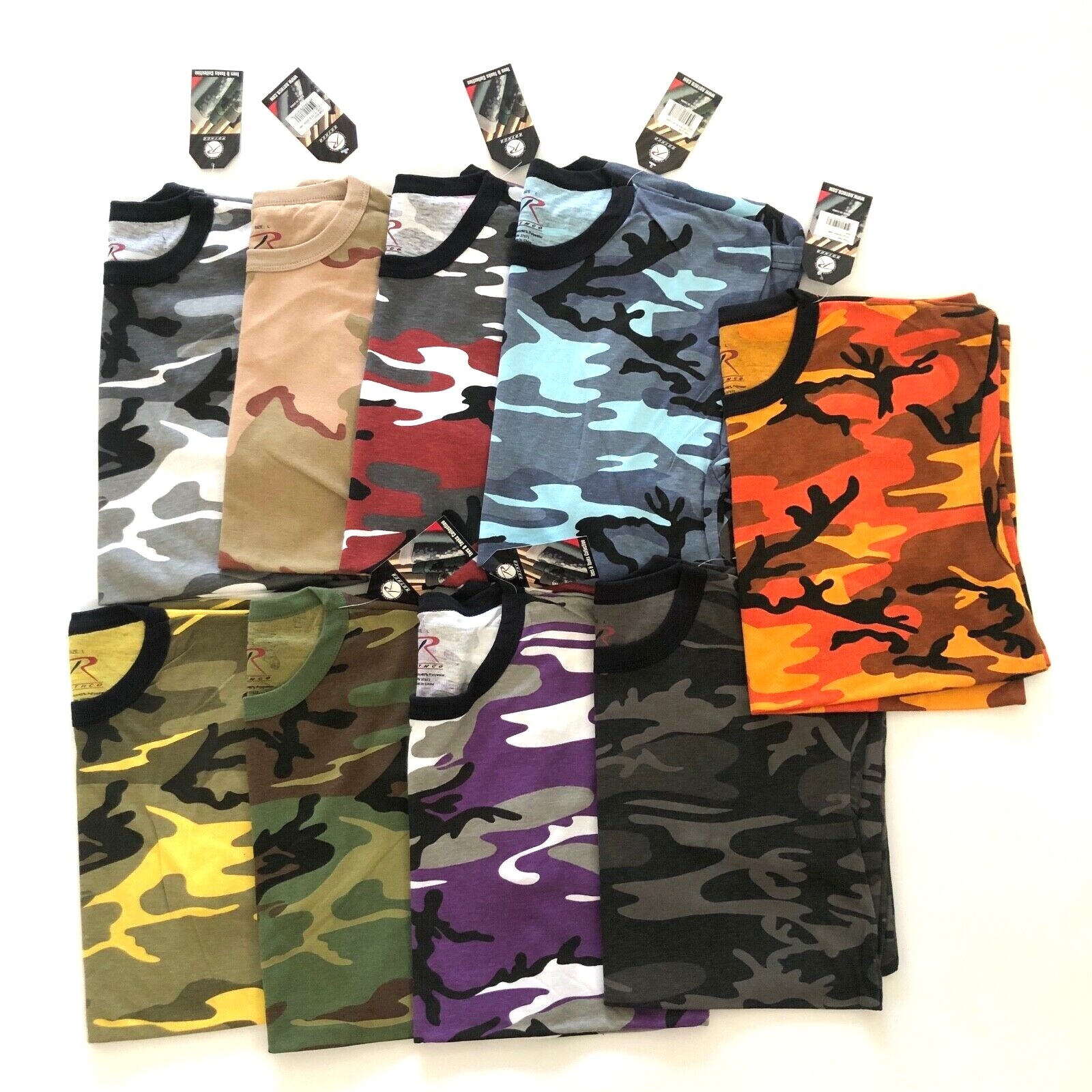 Mens Rothco Camo Tactical T-Shirt Military Army Camouflage Short Sleeve NWT
