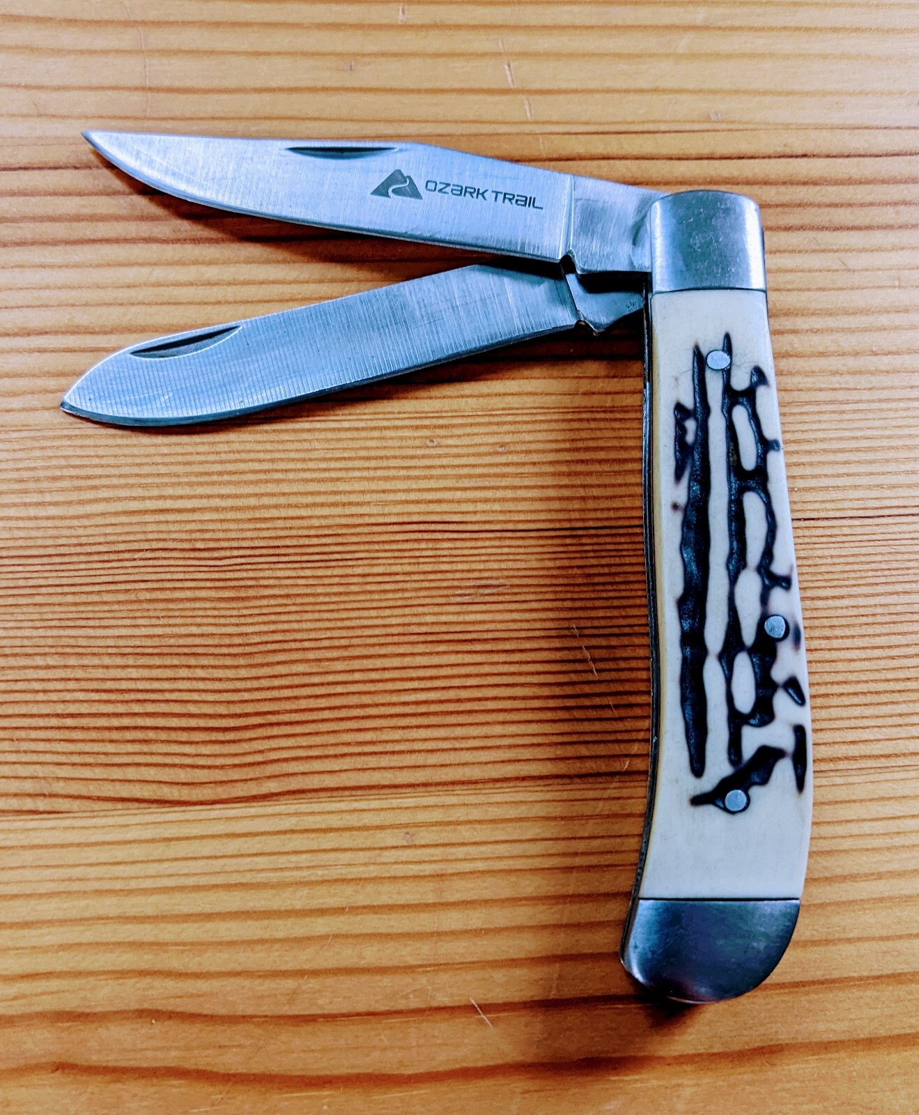 Ozark Trail 2-Blade Folding Stainless Steel Knife Synthetic Stag Finish Handle