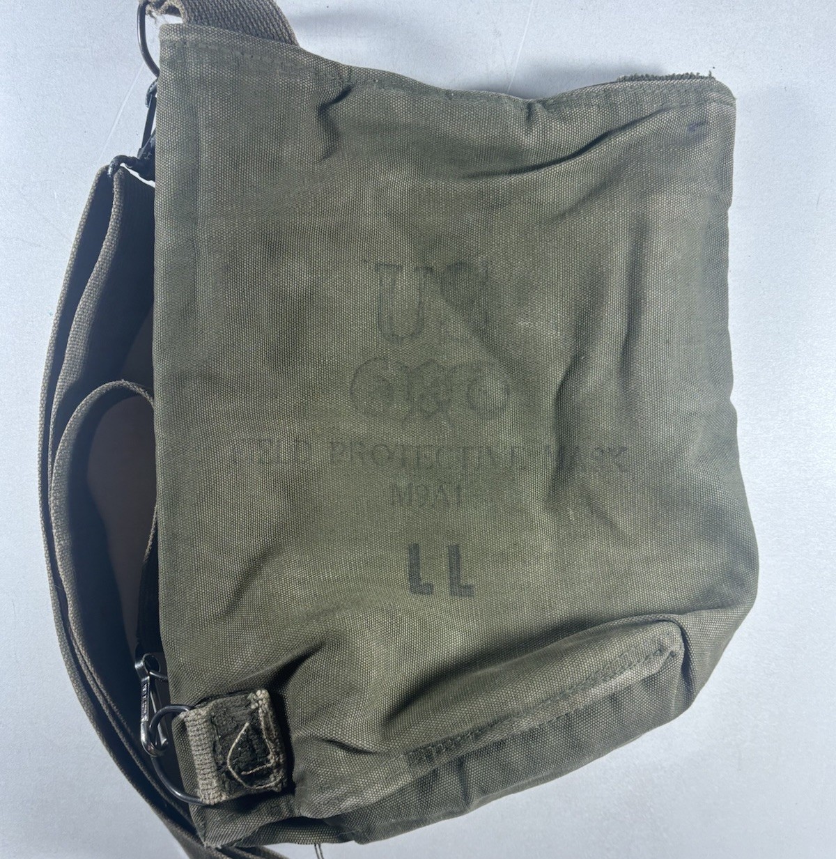U.S. Military Field Protective Mask Bag LL Size w/ Strap Modification & USA Hook