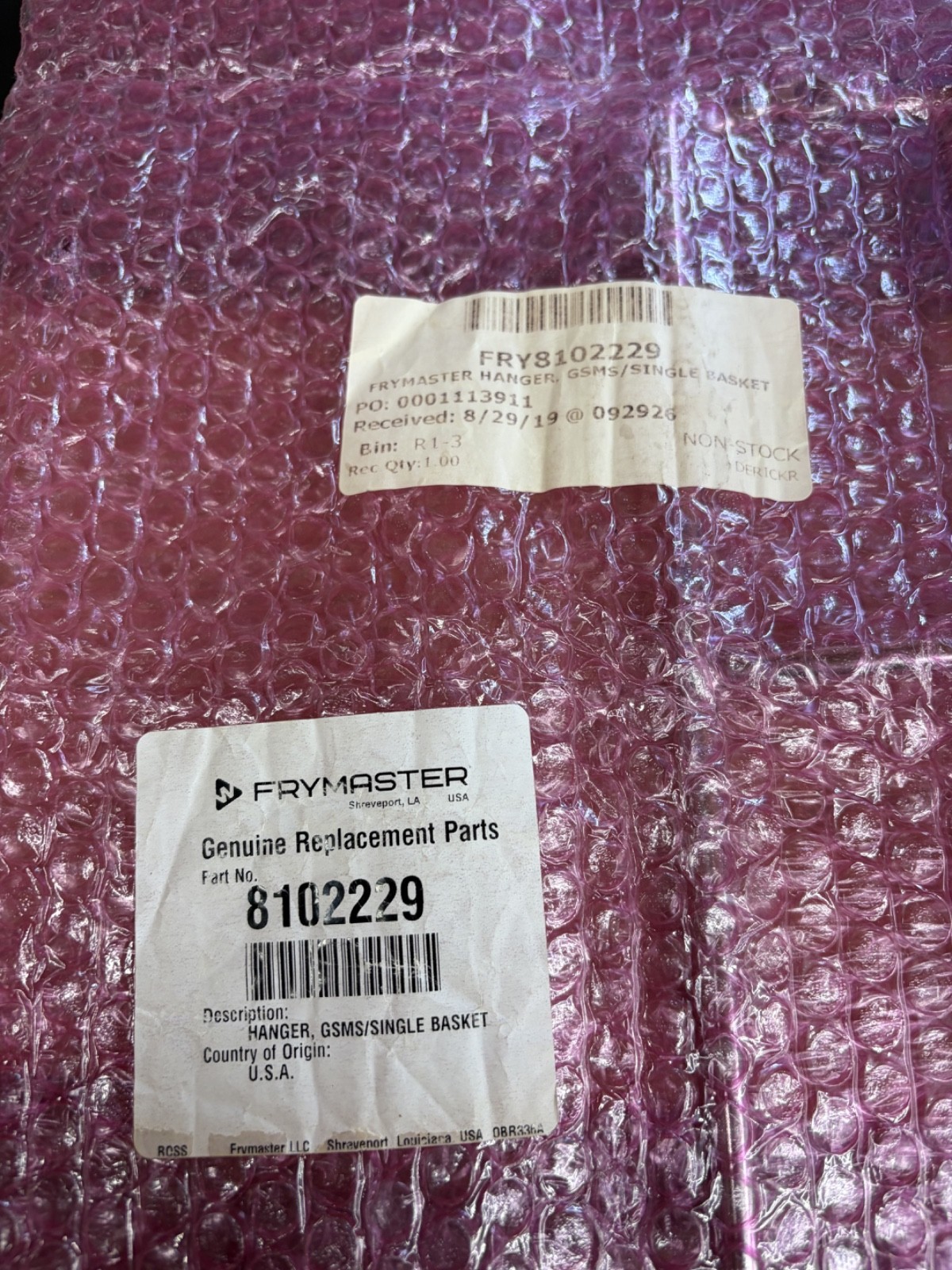 Frymaster 8102229 gsms single basket hanger replacement part
