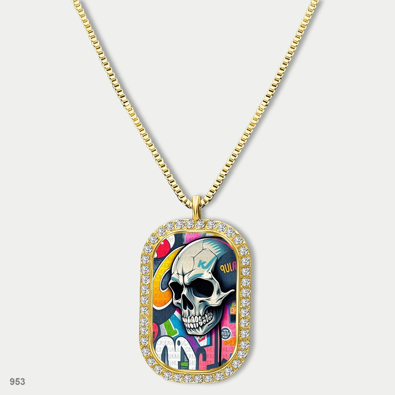 Gorgeous Skeleton Graffiti Skull Fashion Pendant Necklace Chain Image Dog Tag Ch