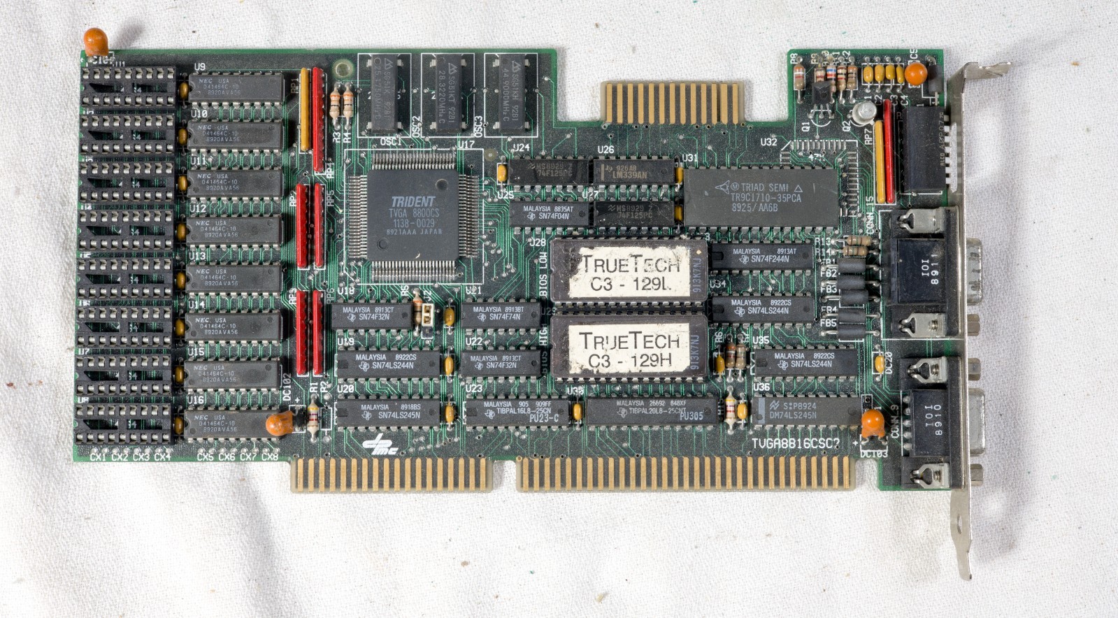 Vintage TrueTech Trident TVGA 8800CS video card 16 bit ISA tested ISAF10