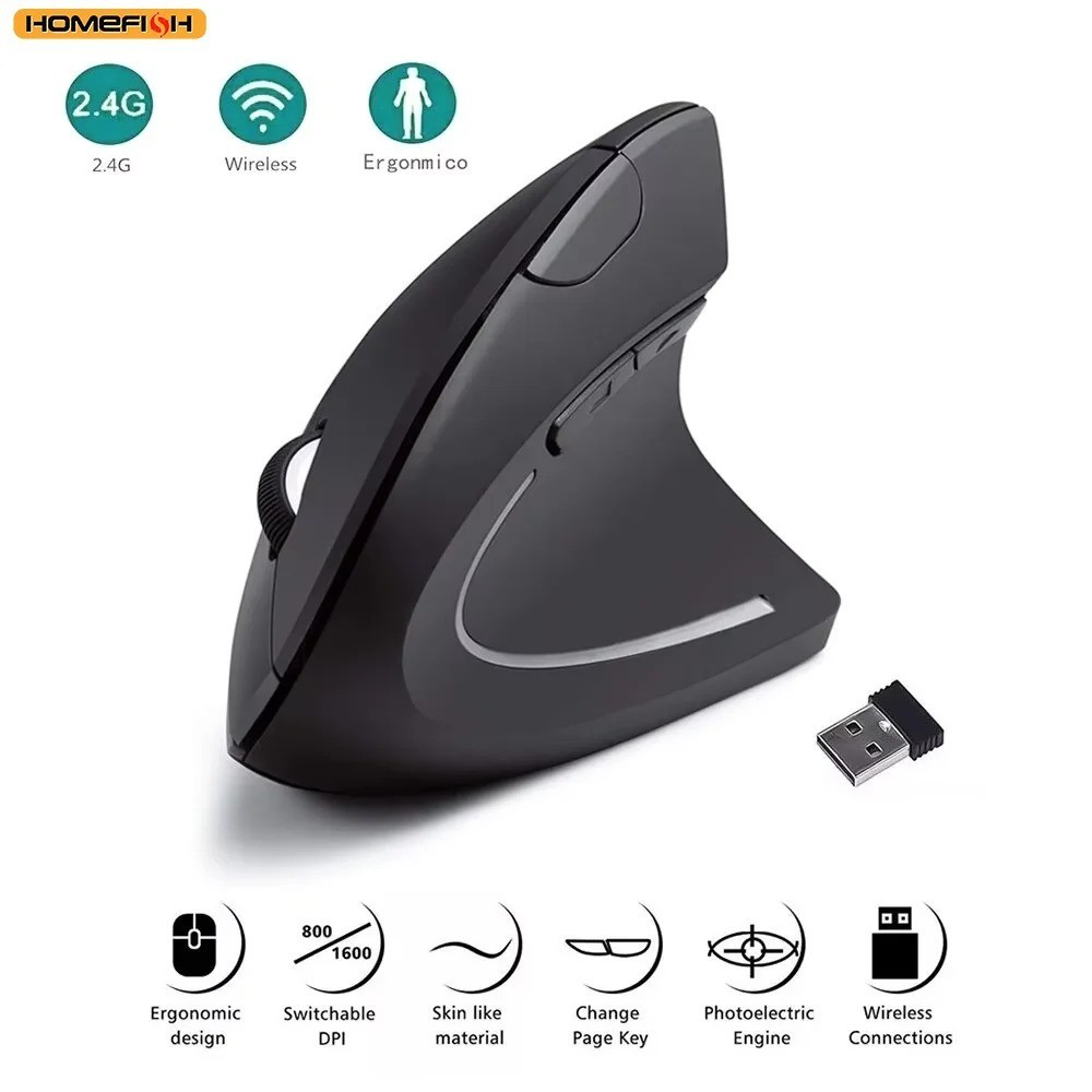 Vertical Mouse Ergonomic 2.4GHz Wireless Optical Mice 3 Adjustable DPI 800/1200