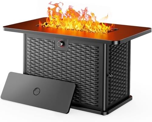 Ciays 43-Inch Rectangular Propane Fire Pit with 60,000 BTU Output, Gas with Cove