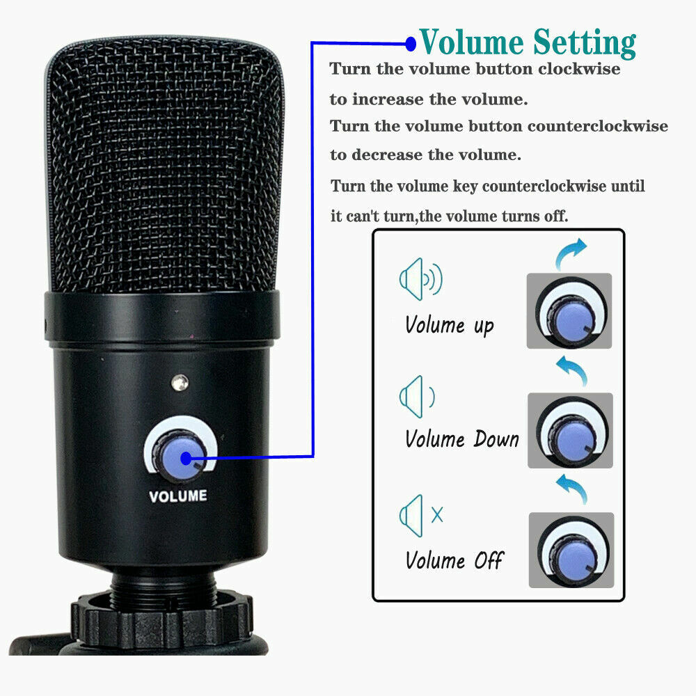 USB Recording Microphone Kit Complete Set Condenser For Computer Phone Laptop