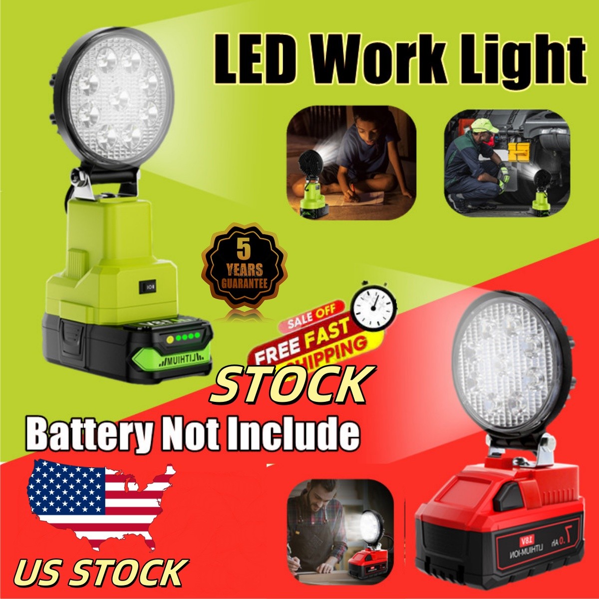 LED Work Light For Ryobi 18V ONE Plus Li-ion P108 P106 HOT (no battery)