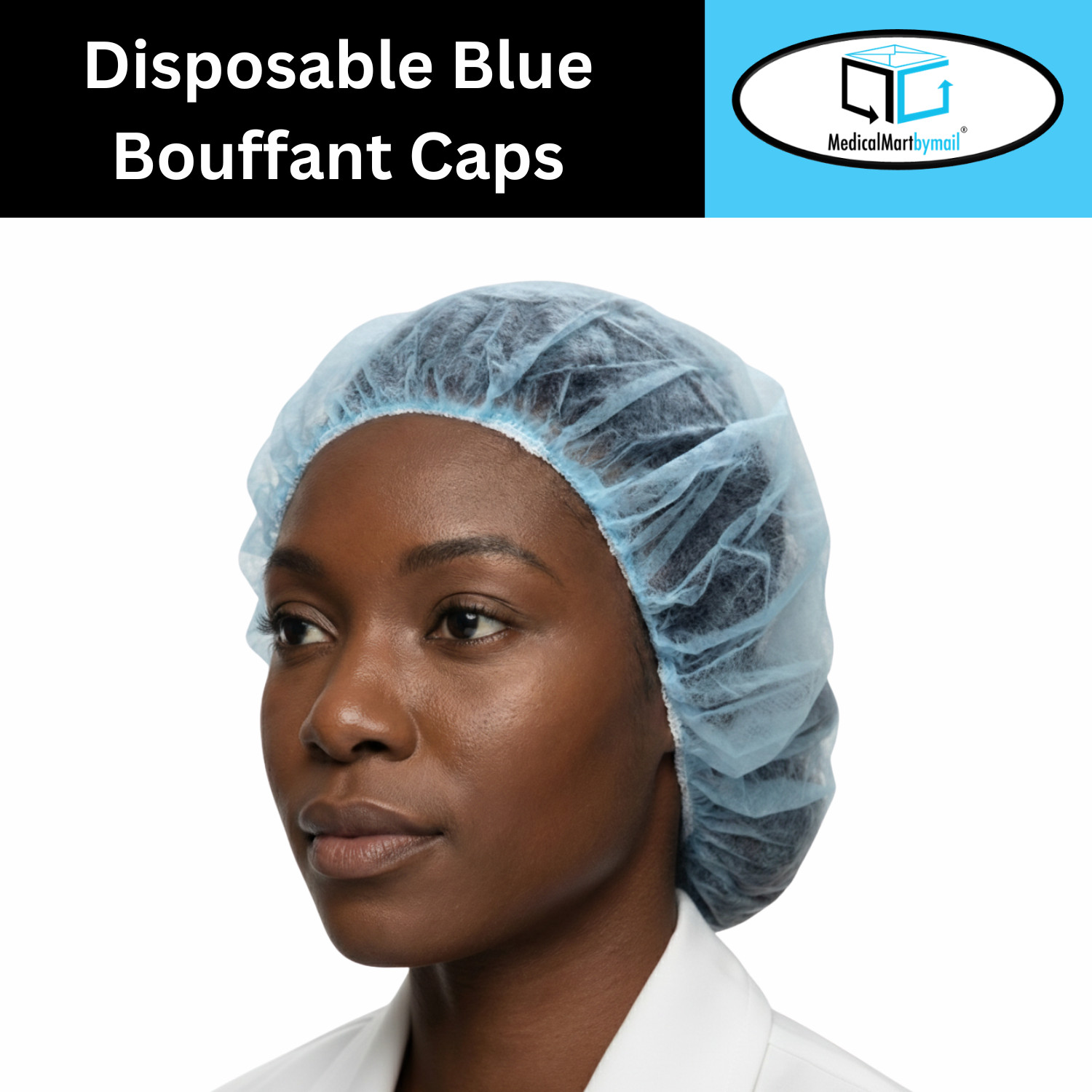 Disposable 1000 Pieces, 24" White Bouffant Cap Hair Net, Non-Woven, Elastic