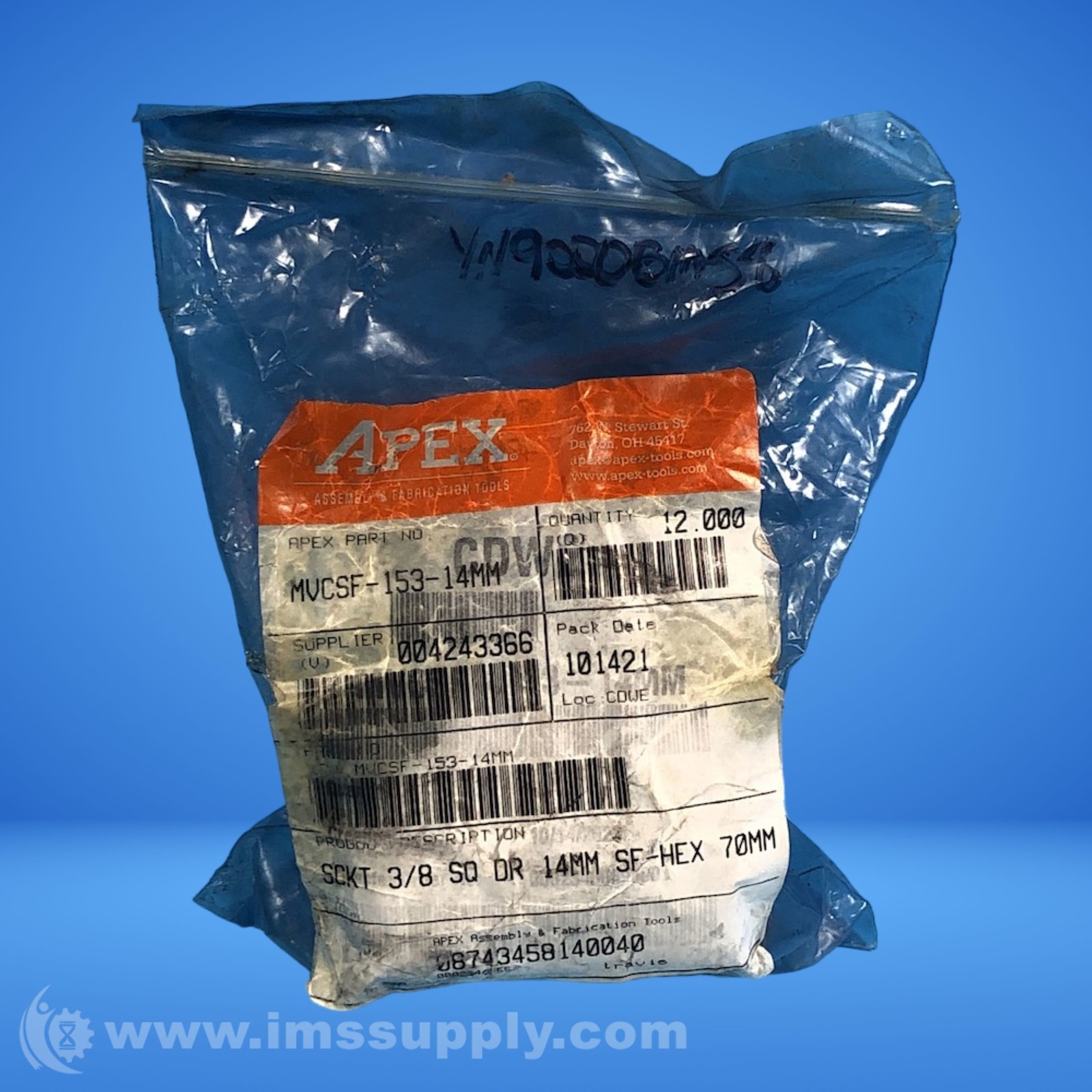 APEX MVCSF-153-14MM Bag of 12 MAGNET SOCKET FNOB