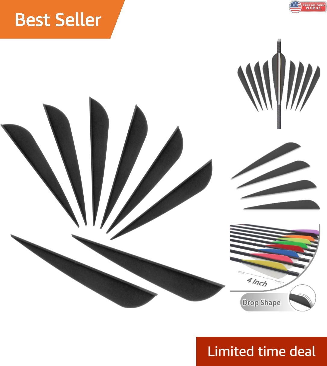 Quality 4 Inch Black TPU Fletching Vanes - Perfect for Target Shooting & Hunting