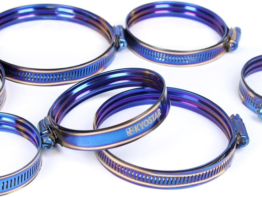 American Double Layer Adjustable Stainless Steel Clamp, Titanium Blue, Diameter