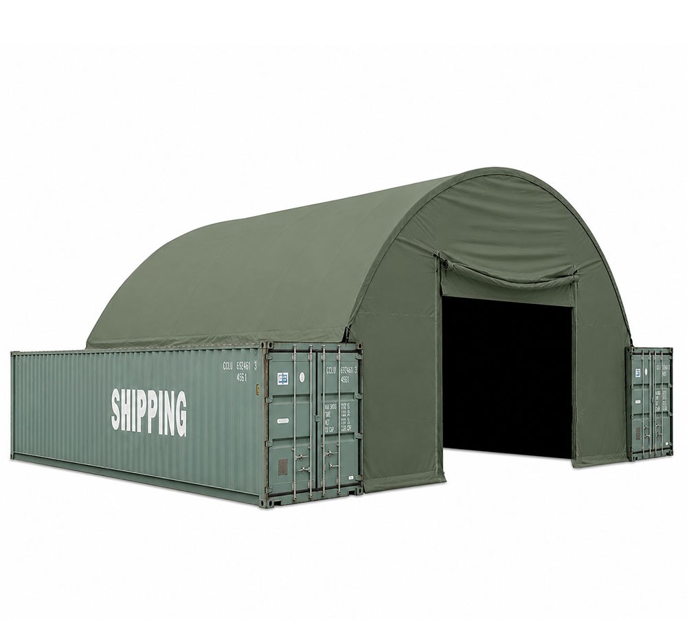 Military Green 21Oz PVC End Wall for Shipping Container Shelter 20' Wide