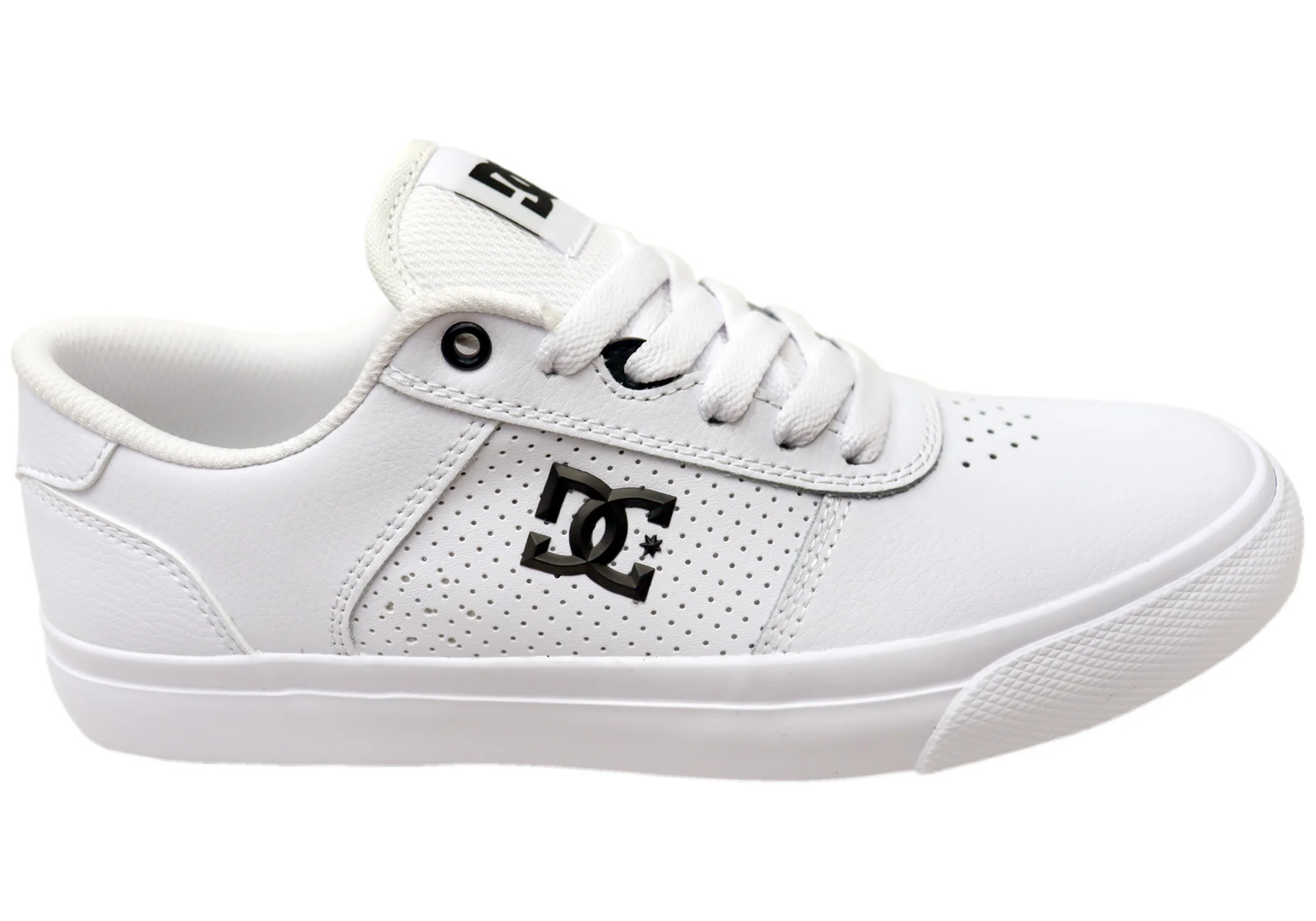 Mens Dc Shoes Comfortable Teknic Leather Lace Up Shoes White Black - ModeShoesAU