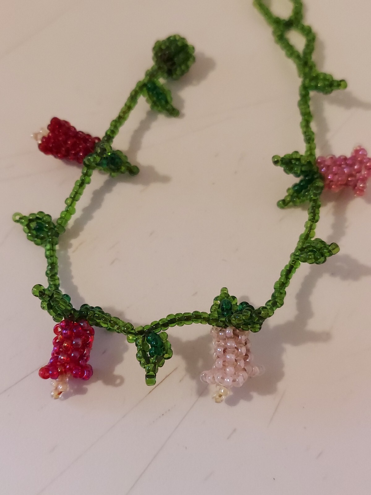 Handmade Seed Bead Flowers Bracelet