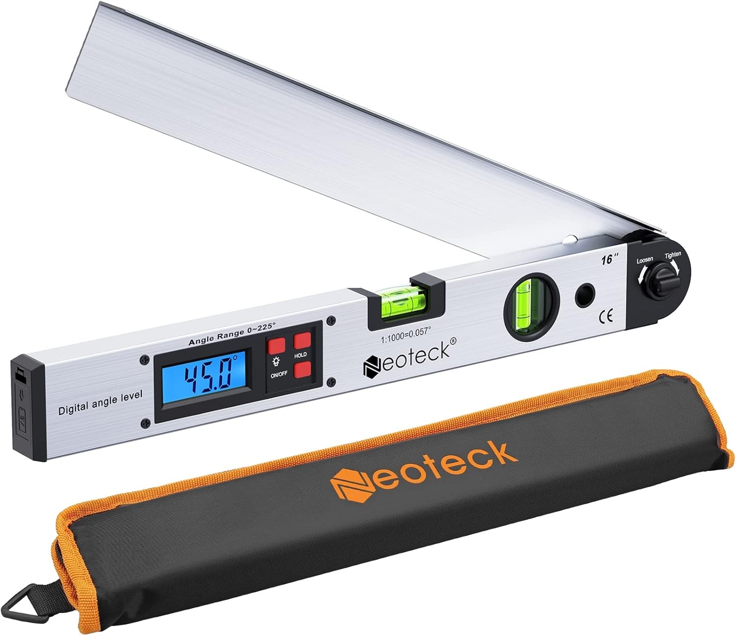 Neoteck Digital Angle Finder 16in 225° Aluminum Protractor Backlit LCD
