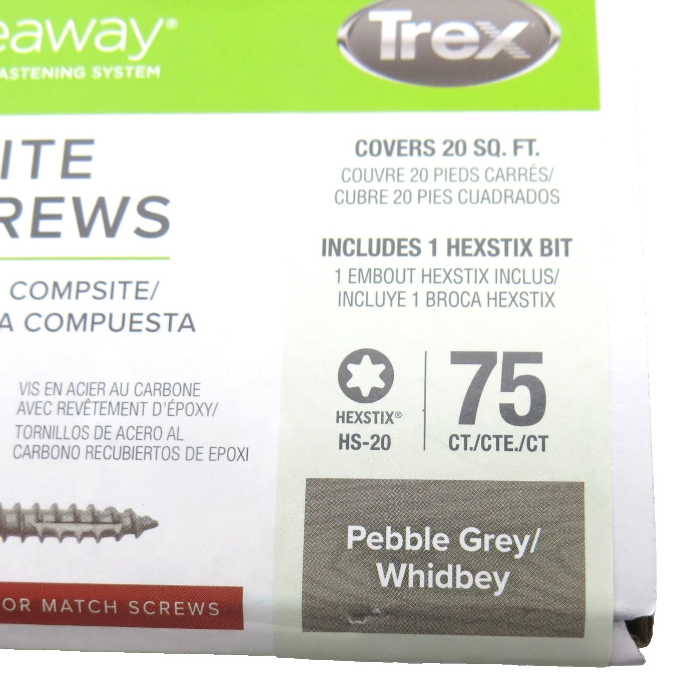 Trex Hideaway Composite Deck Screws Pebble Gray 10x2-1/2 75 Count