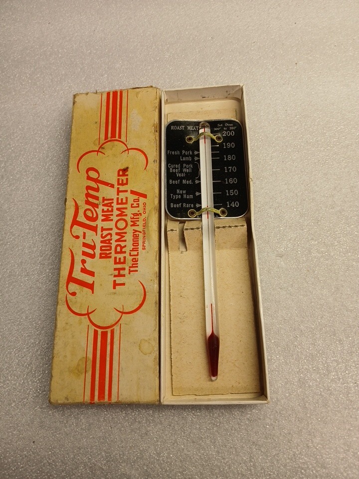 Chaney Tru-Temp Leave-In Roast Meat Thermometer, Fluid Glass Oven w/ box