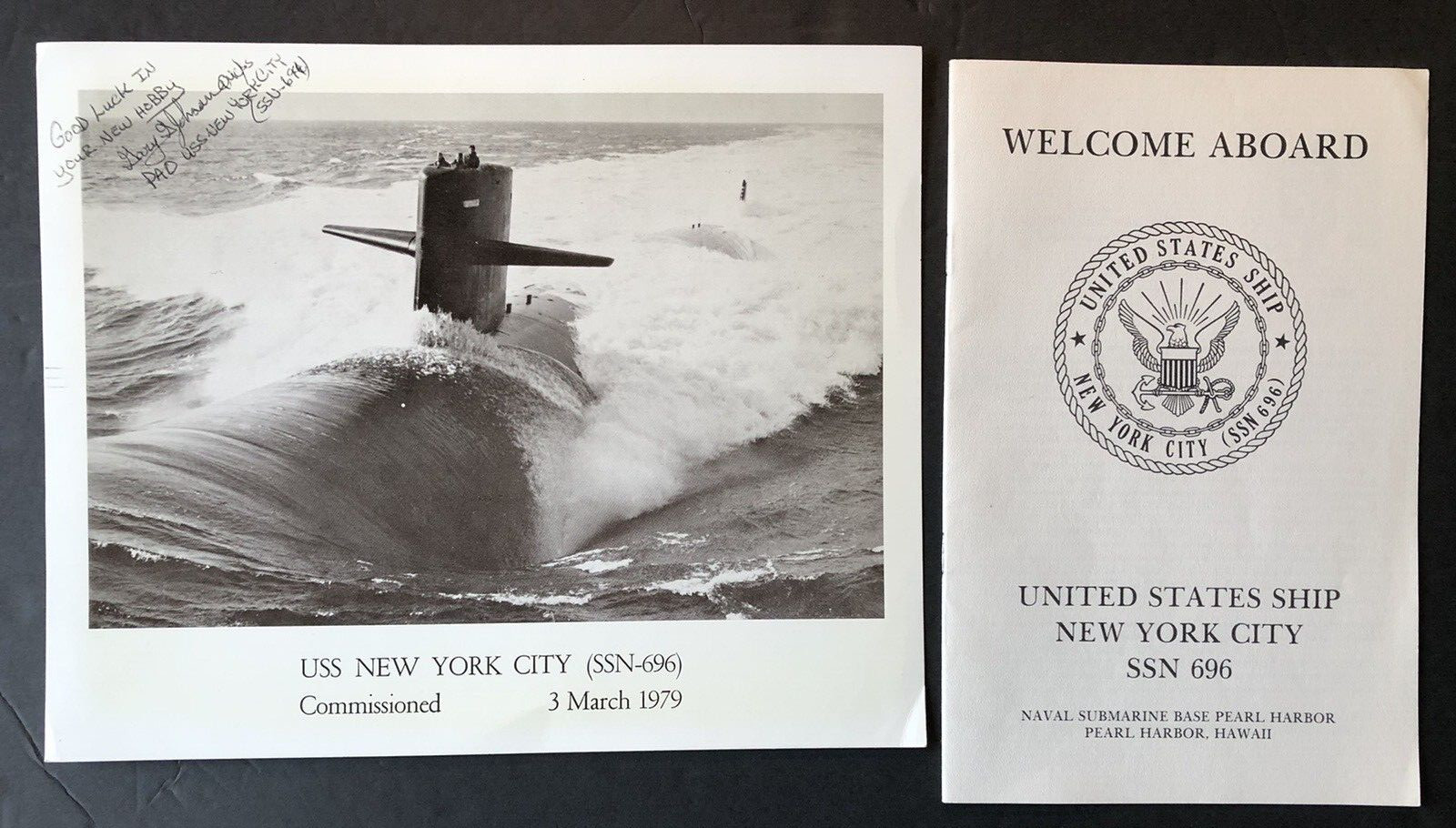 USS NEW YORK CITY Nuclear Attack Submarine WELCOME ABOARD + Signed Photo By PAO