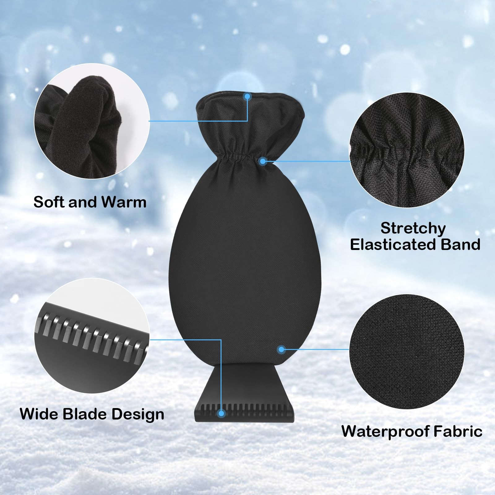 Ice Scraper Car with Glove, Reusable Ice Scraper with Glove, S...