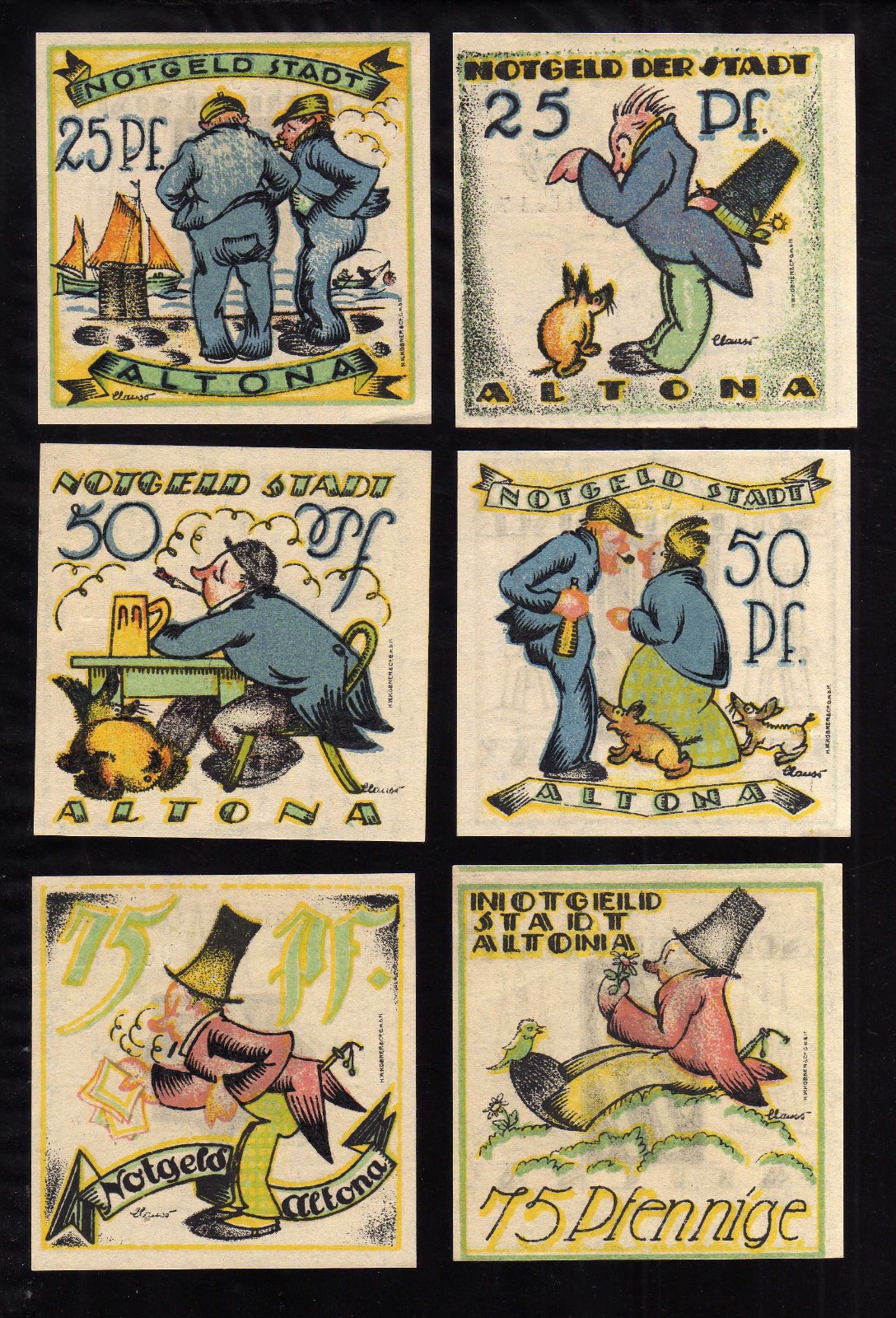 ALTONA - GERMANY NOTGELD -   3 X 25, 3 X 50, 3 X 75 PFENNIG