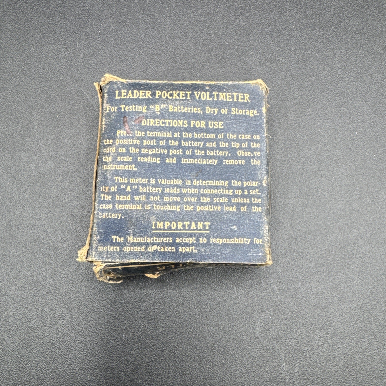Vintage Leader Voltmeter - Volt Fob Style B Battery Tester